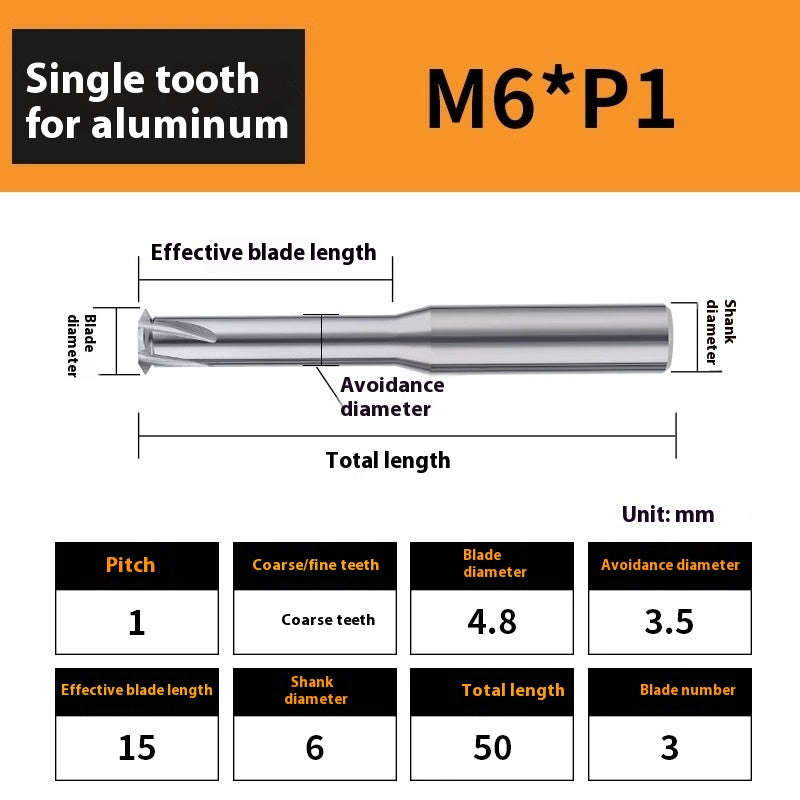 2135-65° aluminum with colorful thread milling cutter lengthened single tooth three-tooth full thread machining center tungsten carbide milling cutter M3M4M5 Shandong Denso Pricision Tools Co.,Ltd.